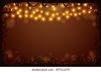 Halloween vector background with copy space. Warm Glowing halloween Lights. Vector illustration