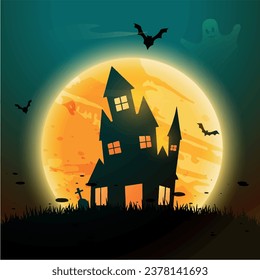 Halloween vector background,
cursed full moon