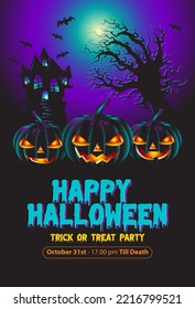 Halloween vector background design. with pumpkins element for spooky yard party celebration.