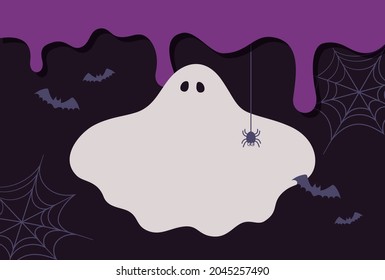 halloween vector background with ghost and bats for banners, cards, flyers, social media wallpapers, etc.