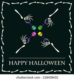 Halloween vector background with hands and lollipops