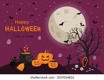 Halloween vector background. Holiday calligraphy for banner, poster, greeting card, party invitation Isolated illustration.
