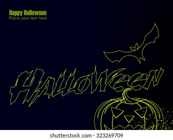 Halloween vector background illustration
with linear pumpkin 