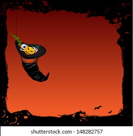 Halloween vector background with magic witch hat