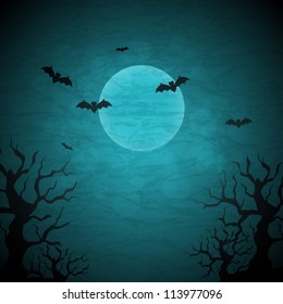 Halloween vector background and moon   bats 