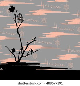 Halloween vector background over seamless grungy pattern. Elements for design. Eps10