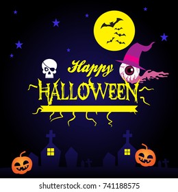 halloween vector background for halloween party or be a greeting card, to greet night ghost party and celebration of horror, gourds of cartoon ghosts as distinctive.