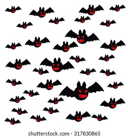 Halloween vector background pattern. Bat fly, Halloween symbols.