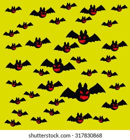 Halloween vector background pattern. Bat fly, Halloween symbols.