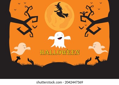 Halloween vector background, poster background for celebrations, trick-or-treating, halloween costumes, jack-o-lanterns, torch-lighting, haunted houses.