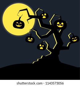 Halloween vector background. poster. label. pumpkin cartoon vector. moon vector.