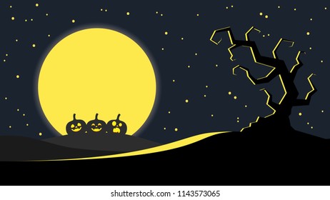 Halloween vector background. poster. label. pumpkin cartoon vector. moon vector.