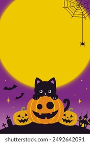 halloween vector background with pumpkins and a black cat for banners, cards, flyers, social media wallpapers, etc.
