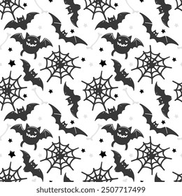 Halloween vector background. Spooky season seamless pattern.