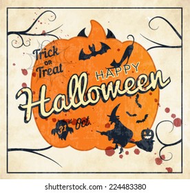 Halloween Vector Background in Vintage Style