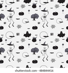 Halloween vector banner. Collection of halloween hand drown icons. Vector illustration.