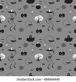 Halloween vector banner. Collection of halloween hand drown icons. Vector illustration.