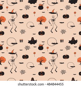 Halloween vector banner. Collection of halloween hand drown icons. Vector illustration.