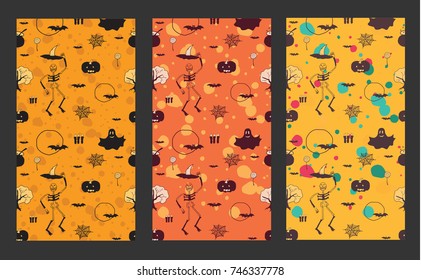 Halloween vector banner. Collection of halloween hand drown icons. Vector Illustration. - stock vector