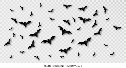 Halloween Vectorbat Dekorationen: Realistische Paper Cutouts für ein Spooky, Horror-Thema Feiertage-Set.