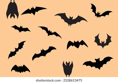 Halloween vector black bats illustration silhouette collection