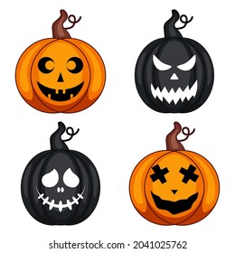 Halloween Vector Estilo de calabaza negro y naranja