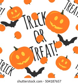 Halloween Vector Bright Seamless Pattern With Pumpkins And Bats