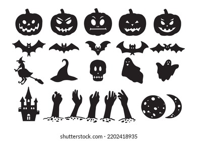 Halloween vector bundle with minimalistic illustrations ready for print, Cricut or Caneo Silhouette.