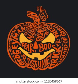 Halloween. Vector calligraphy lettering for poster or print. Hand drawn letters.  typographic inscription for your design. 