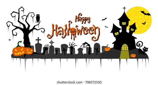 Halloween vector card or background.