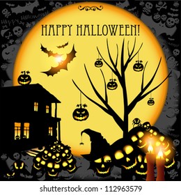 Halloween vector card  or background. Vector art.