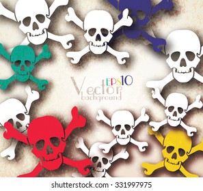 Halloween vector card or background with skulls. Vector illustration.