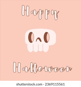 Halloween vector card with cute scull and quote.