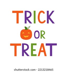 Halloween vector card with trick or treat lettering