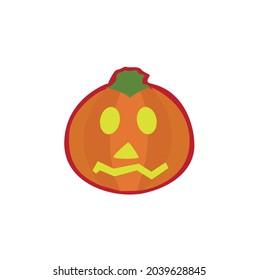Halloween vector or cartoon simple logo for celebration or pumpkin fruit emoticon or anniversary