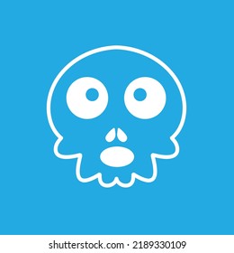 Halloween vector cartoon skull icons, Mexican white cute sugar skulls design set, Dia de los Muertos on blue background