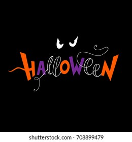 Halloween. Vector cartoone illustration. Lettering.