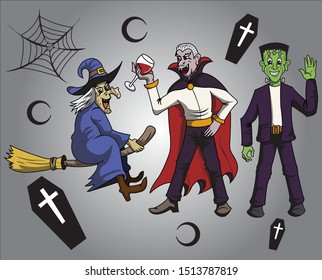 halloween vector character set for banner, flyer, poster, website, aplication, blog, card invitation ect