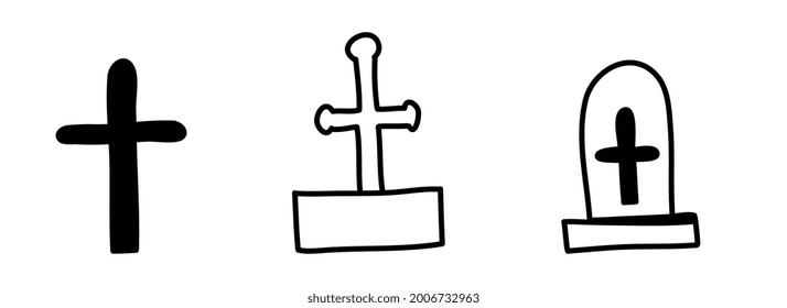 halloween vector coffins graves in doodle style	