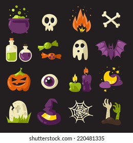 Halloween vector colorful big icons set 