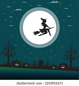 Halloween Vector Colorful Illustration in White Background