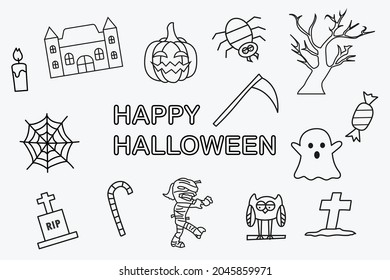 Halloween vector concept: Halloween party doodle icon sketch