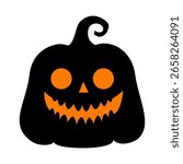 Halloween vector cute pumpkin. Jack o lantern. Silhouette in cartoon style. The symbol of the autumn holiday. For paper or laser cutting and sublimation. Isolated on a white background.