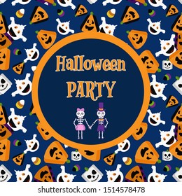 Halloween vector for Halloween day of 2019 composed of scary elements and text for greetings, banner and post.