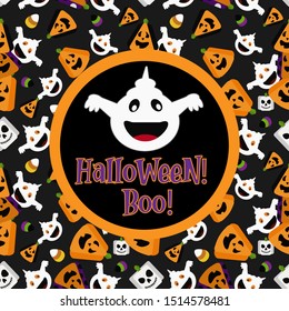 Halloween vector for Halloween day of 2019 composed of scary elements and text for greetings, banner and post.