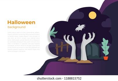 Halloween vector dead hand illustration background.