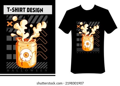 halloween vector design, eye illustration, horror, night, streetwear concept, monochrome color. suitable for clothes at halloween party