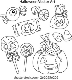 Halloween  Vector Design Illustration Set Of Line Art
