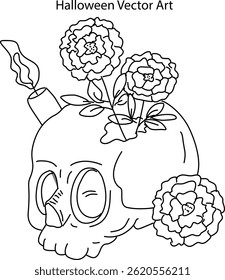 Halloween  Vector Design Illustration Set Of Line Art