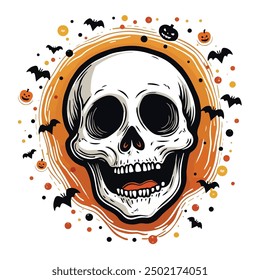 Diseño de Vector de Halloween, Jack o Lantern, Ilustración de cráneo, 